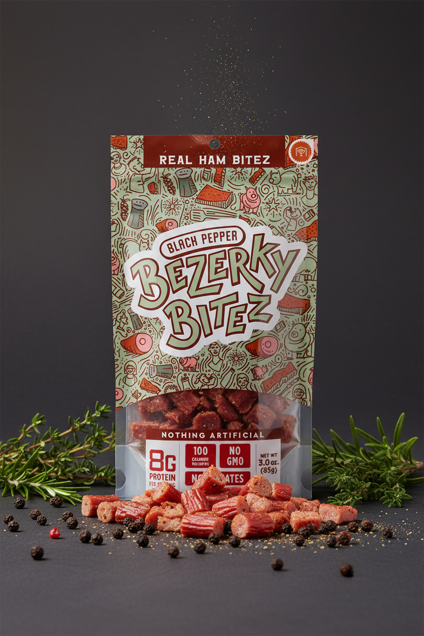 Bezerky Bitez Black Pepper Real Ham Bitez