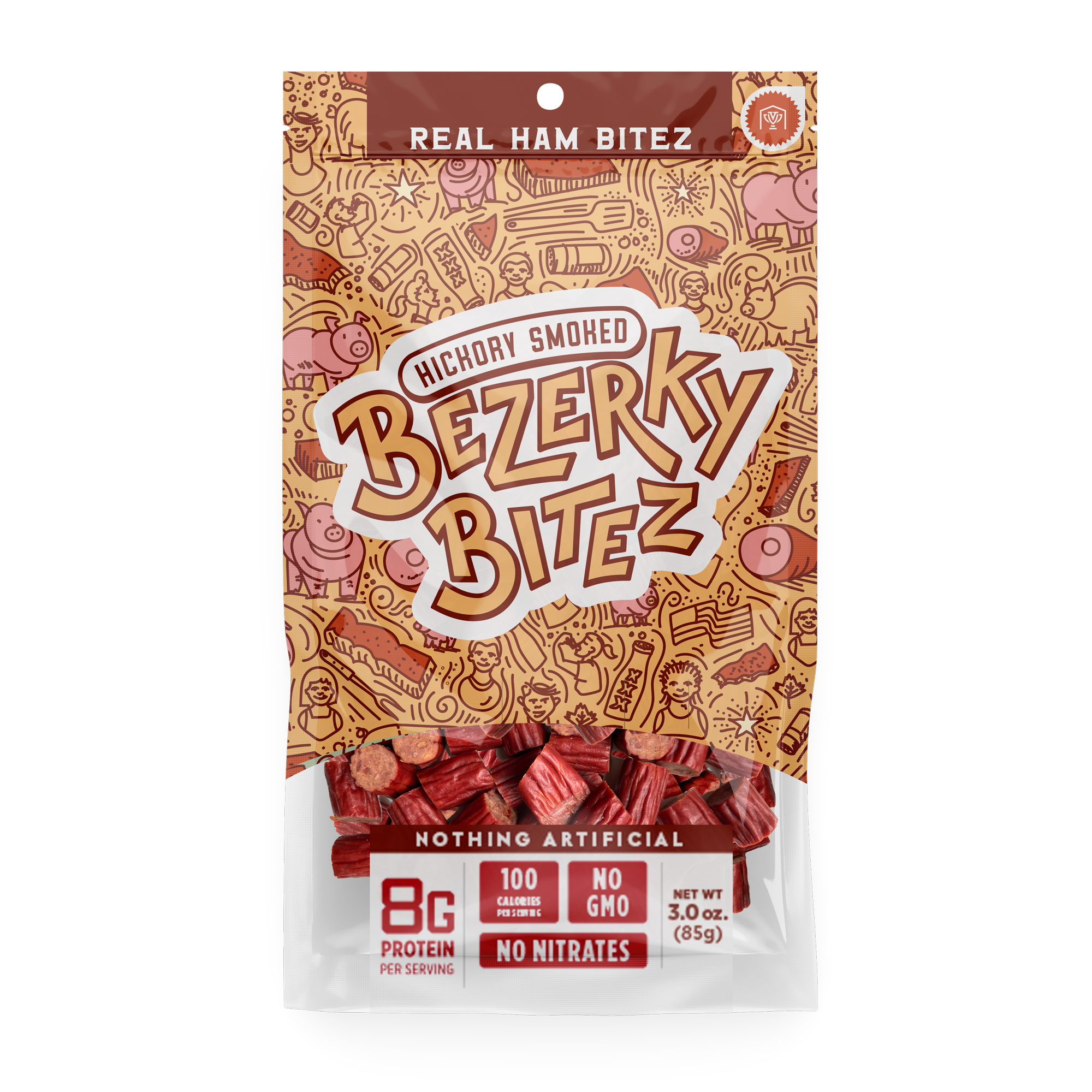 Bezerky Bitez Hickory Smoked Real Ham Bitez