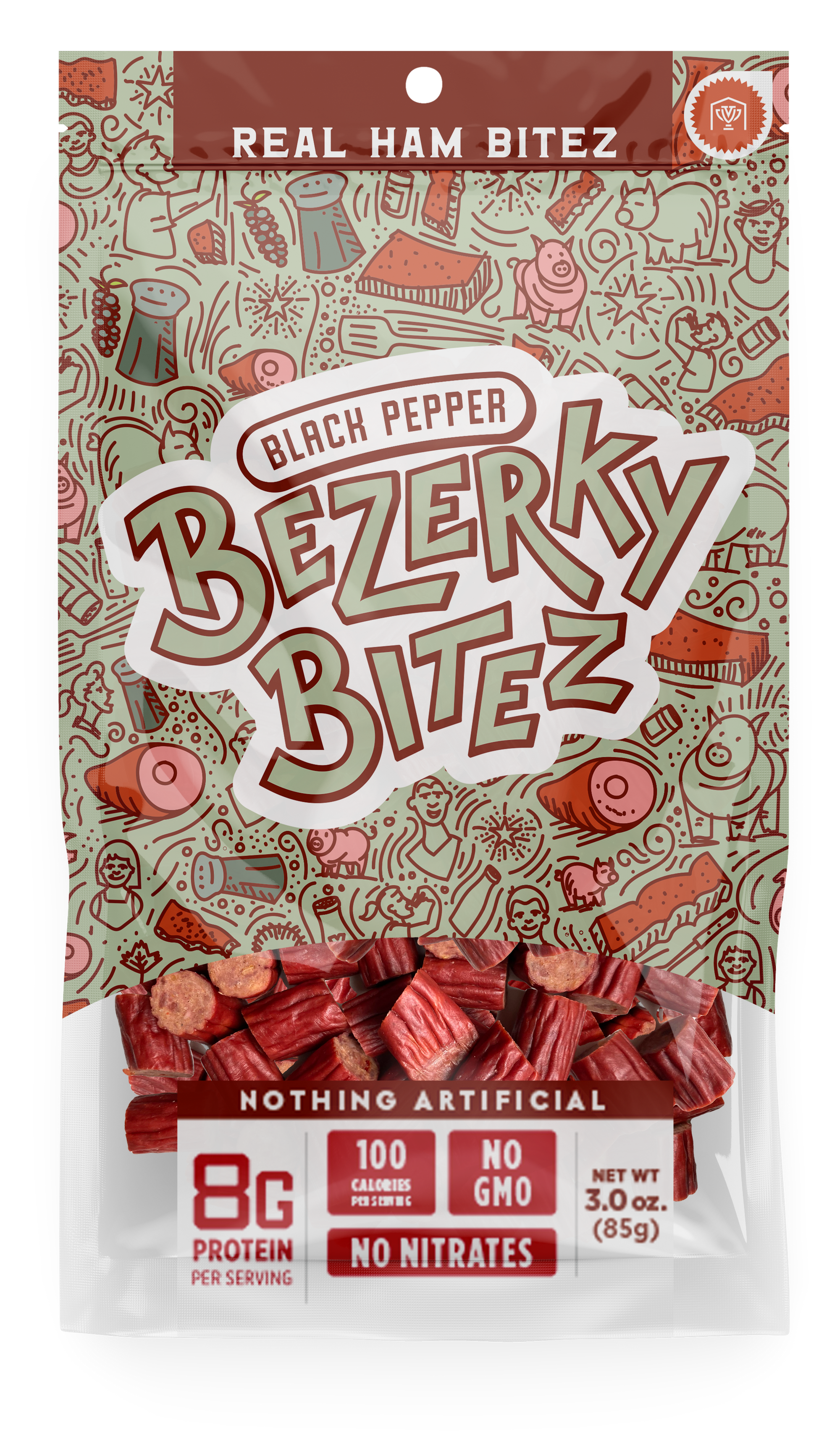 Bezerky Bitez Black Pepper Real Ham Bitez