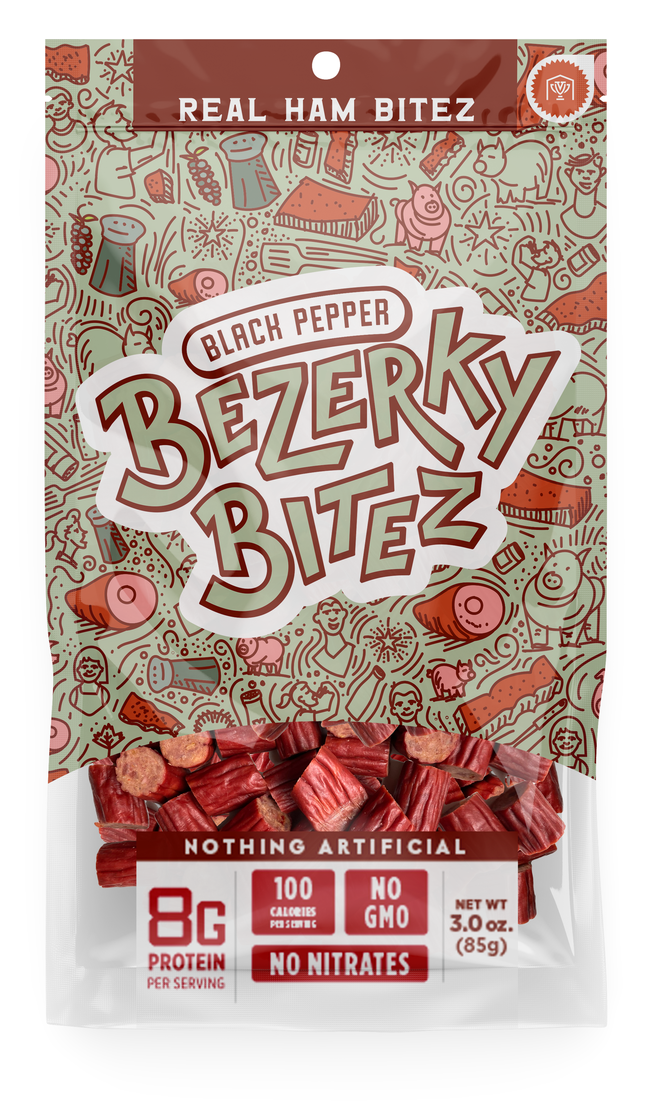 Bezerky Bitez Black Pepper Real Ham Bitez
