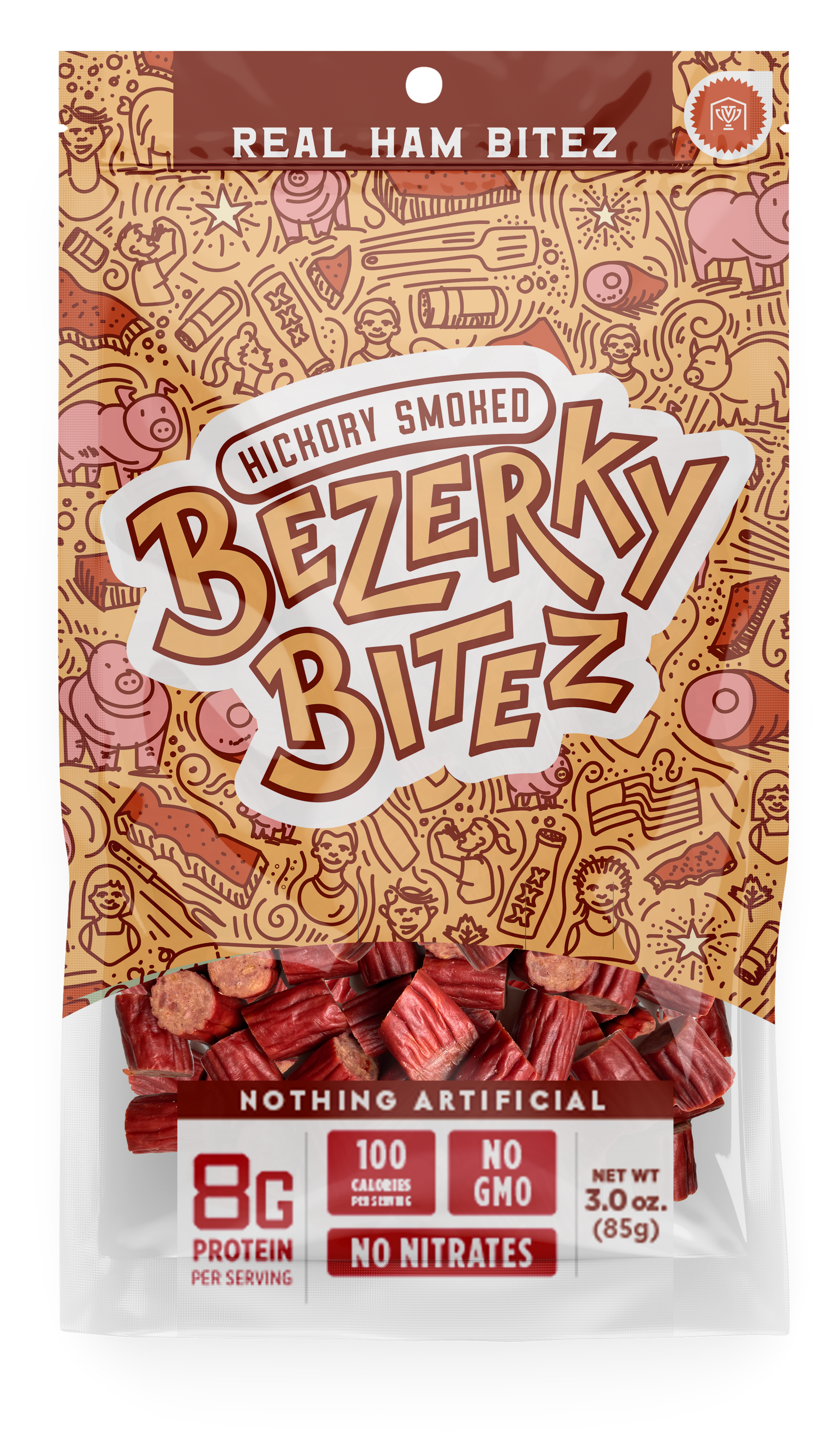 Bezerky Bitez Hickory Smoked Real Ham Bitez