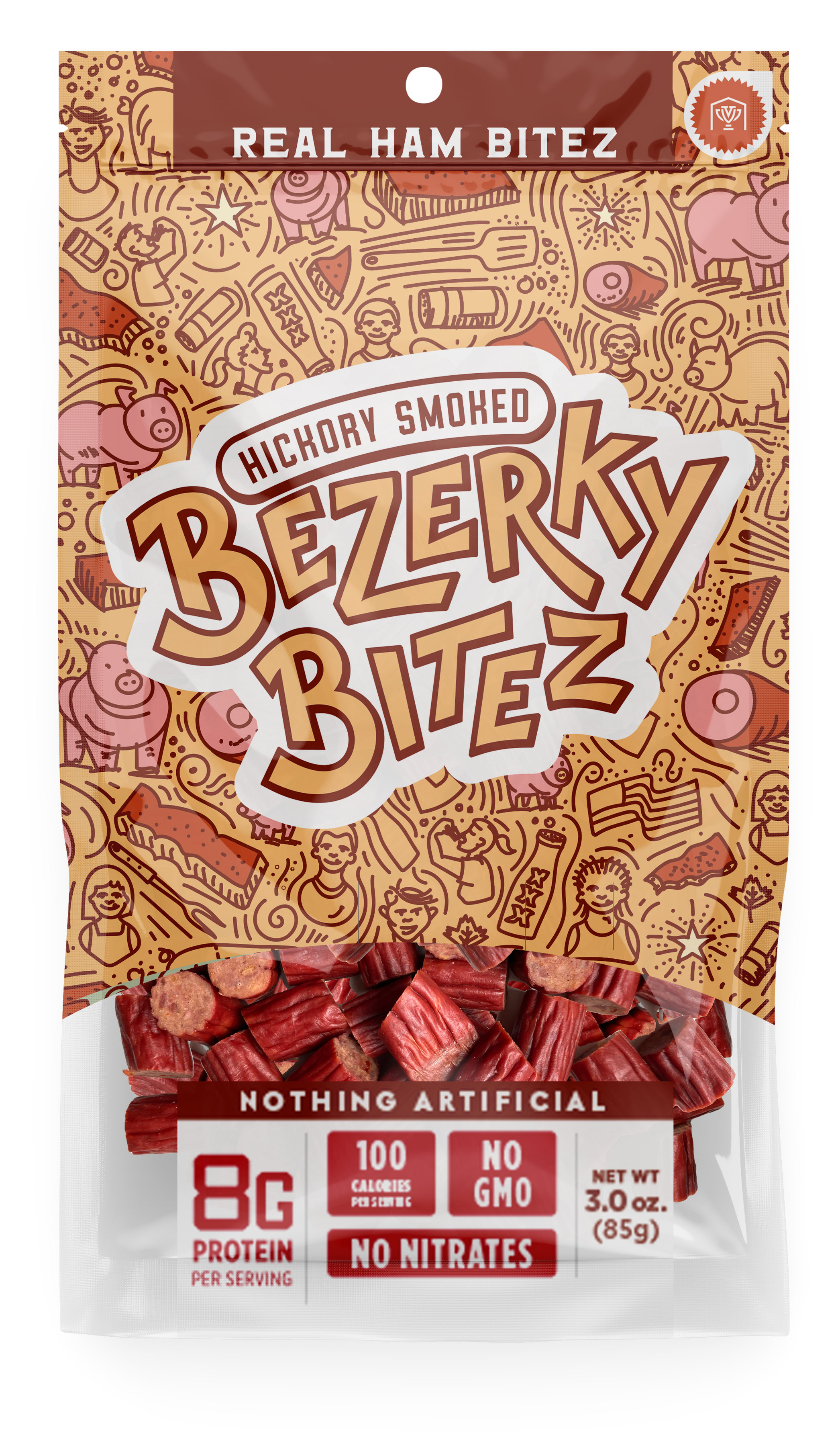 Bezerky Bitez Hickory Smoked Real Ham Bitez
