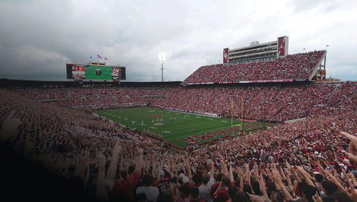 Packed Oklahoma football stadium crowd on game day