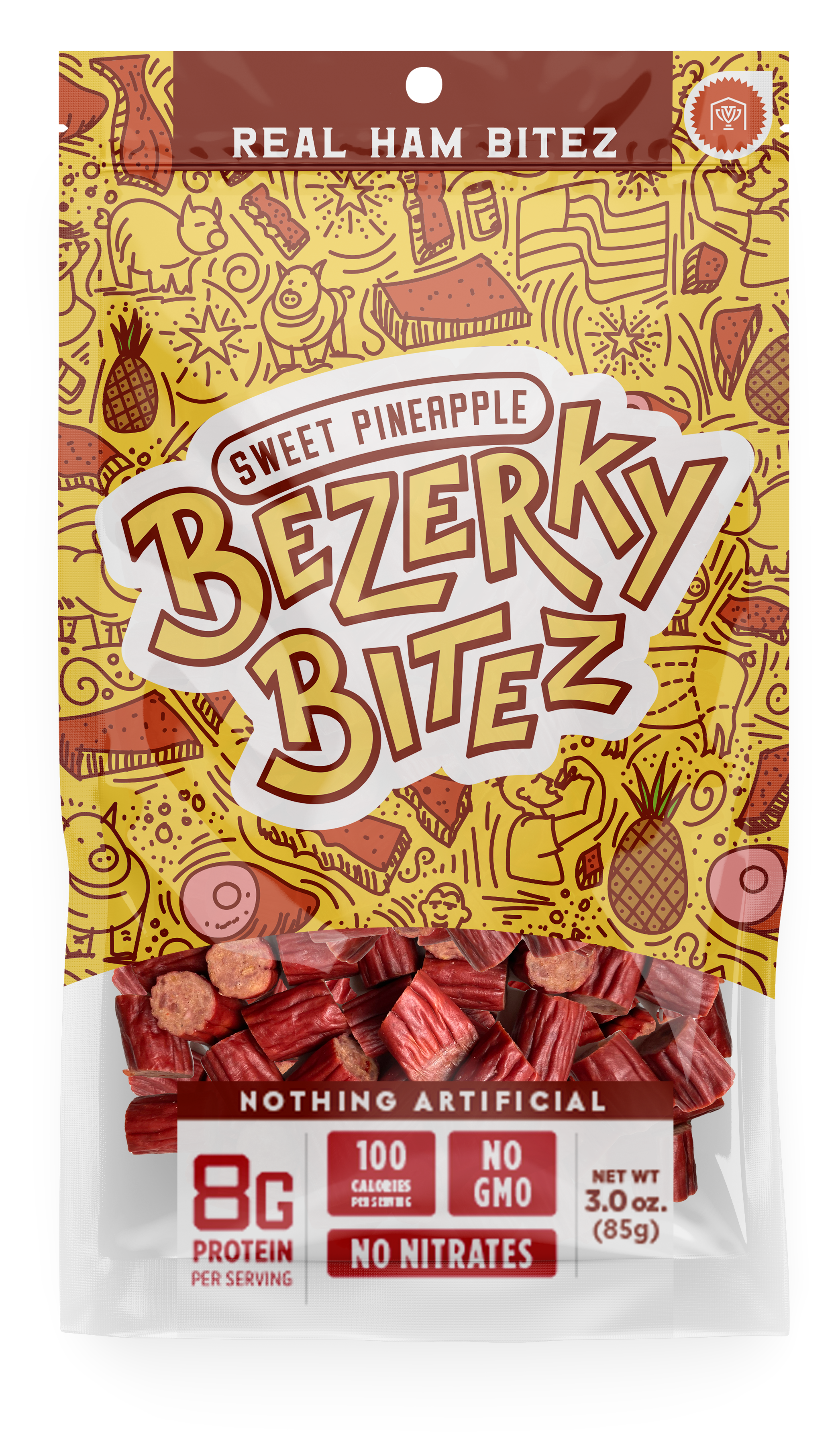 Bezerky Bitez Sweet Pineapple Real Ham Bitez
